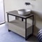 Console Sink Vanity With Ceramic Vessel Sink and Grey Oak Drawer, 35